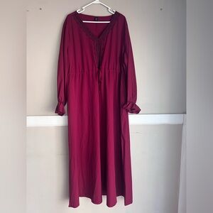 SHEIN Deep Red Long Sleeve Dress